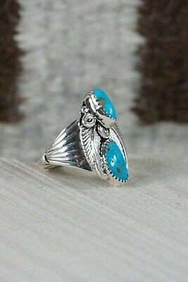 Navajo Turquoise and Sterling Silver Ring - Jeanette Saunders - Size 10.25 - High Lonesome Trading