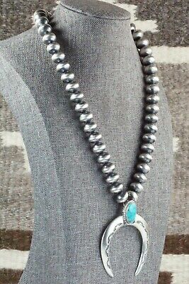 Turquoise & Sterling Silver Squash Blossom Necklace - Jan Mariano