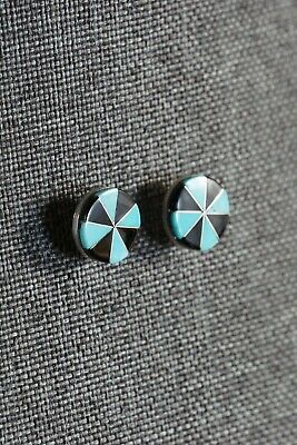 Zuni Turquoise & Sterling Silver Earrings - Johnson Laweka - High Lonesome Trading