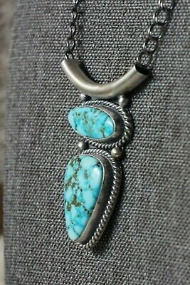 Navajo Turquoise & Sterling Silver Necklace - Raymond Delgarito - High Lonesome Trading