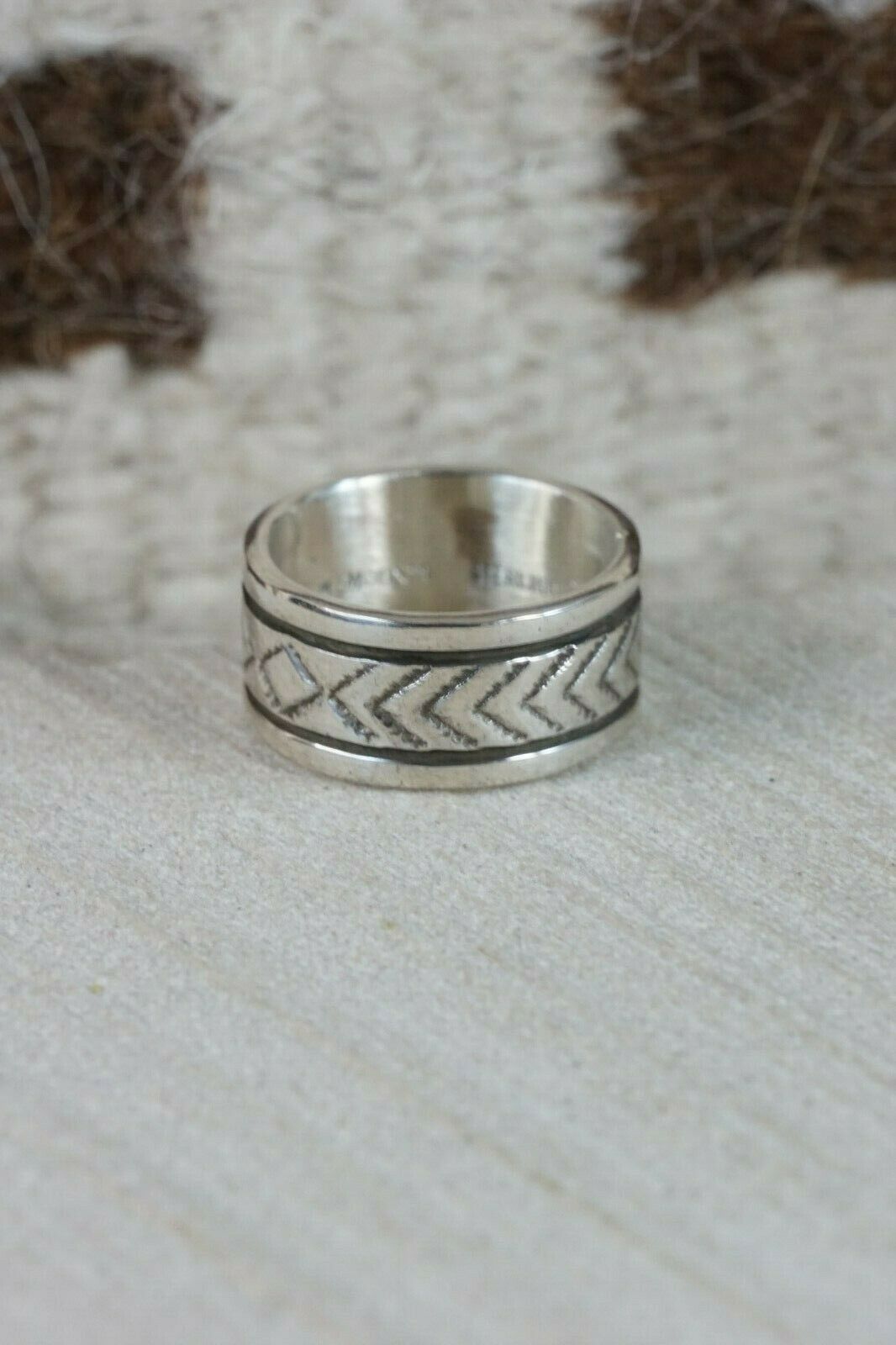 Navajo Sterling Silver Ring - Bruce Morgan - Size 7.5 - High Lonesome Trading