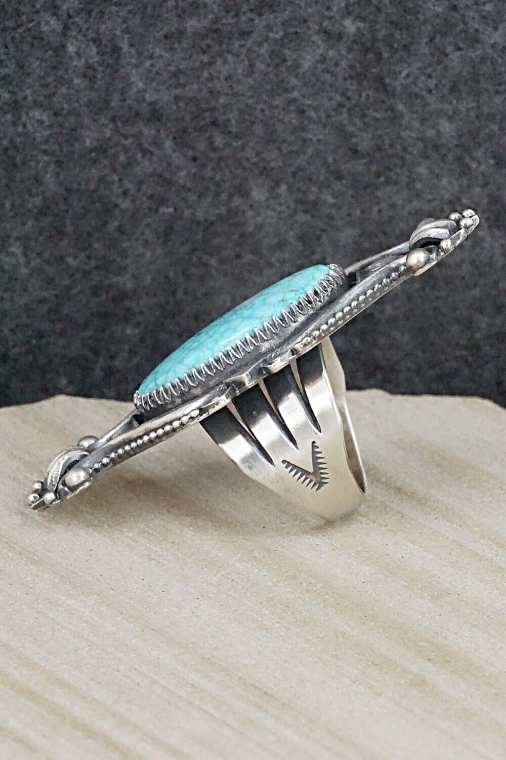 Turquoise & Sterling Silver Ring - Derrick Gordon - Size 8.5