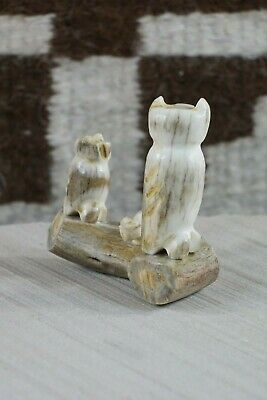 Owl and Fox Zuni Fetish Carving - Marvelita Phillips - High Lonesome Trading