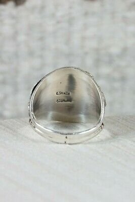 Navajo Onyx and Sterling Silver Ring - Leonard Spencer - Size 14.75 - High Lonesome Trading