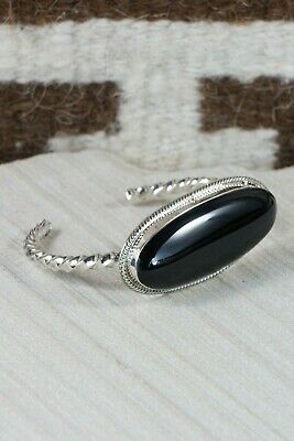 Navajo Onyx & Sterling Silver Bracelet - Native American - High Lonesome Trading