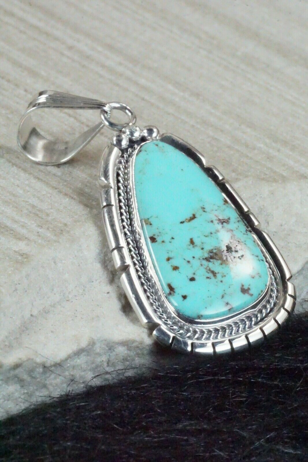 Turquoise and Sterling Silver Pendant - Samuel Yellowhair