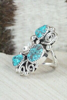 Turquoise & Sterling Silver Ring - Shirley Largo - Size 6