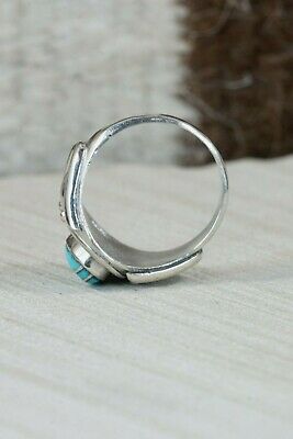Turquoise & Sterling Silver Ring - Leslie & Gladys Lamy - Size 11.75