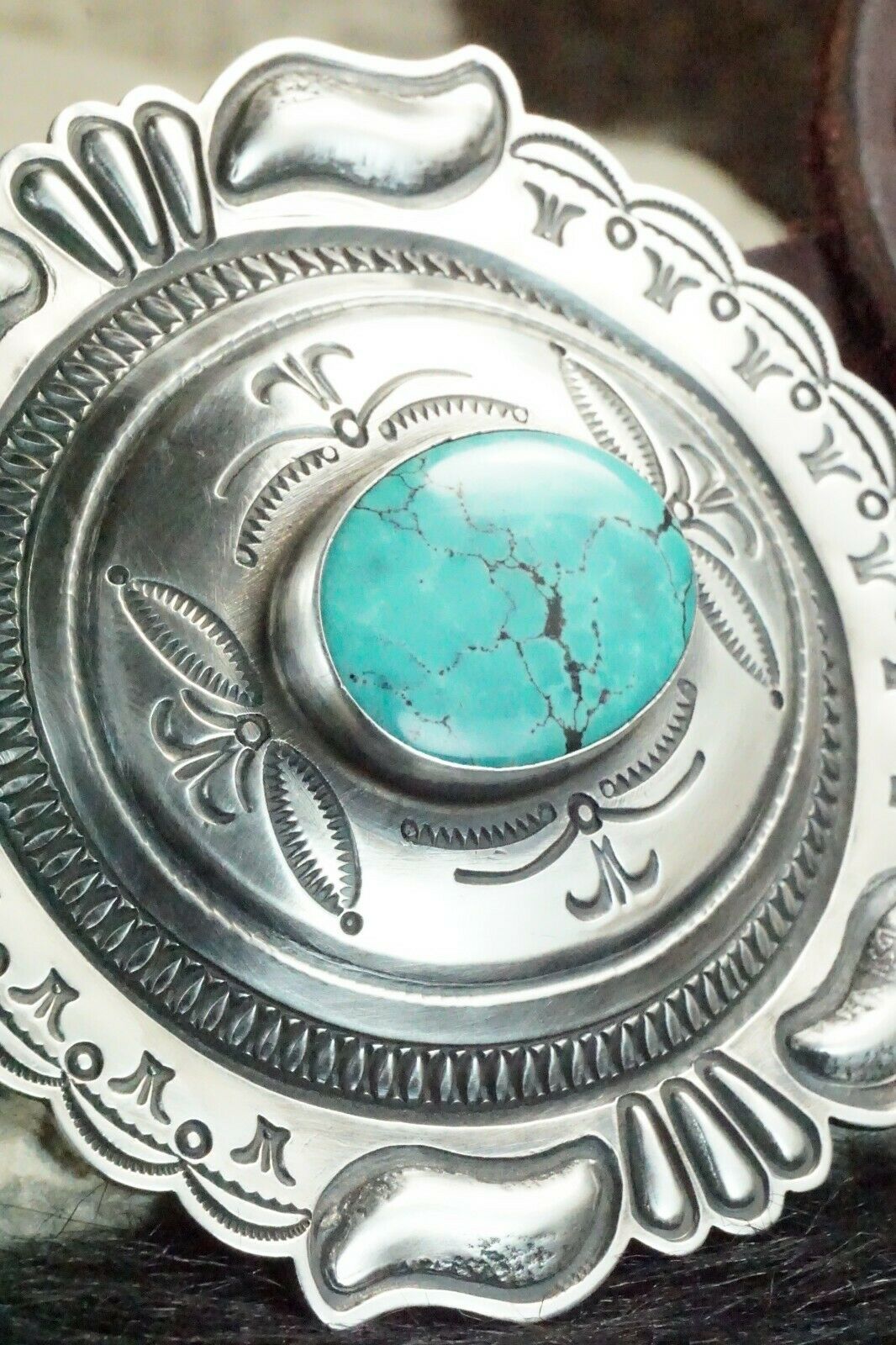 Turquoise & Sterling Silver Concho Belt - Roland Dixson
