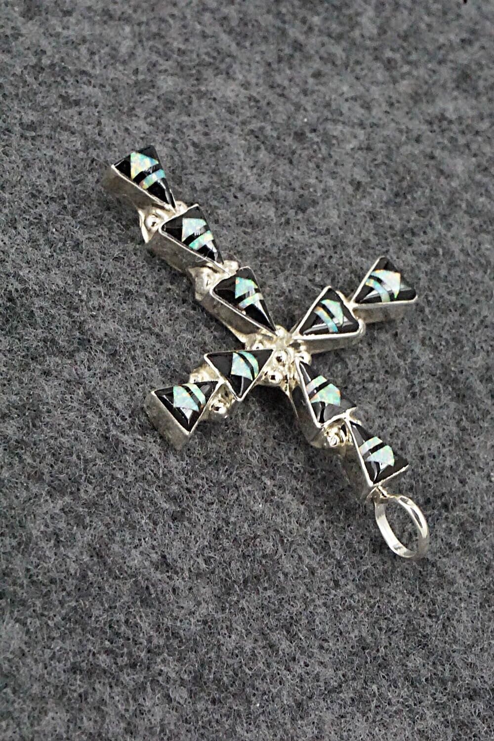 Opalite, Onyx & Sterling Silver Pendant - Francine Chapito