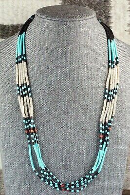Turquoise, Shell, Coral & Sterling Silver Necklace - Esquipula Tenorio