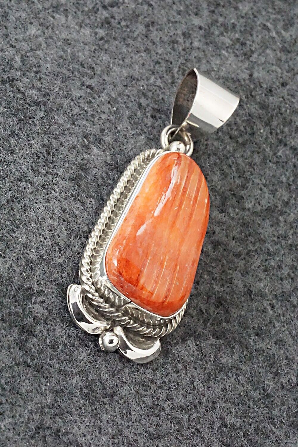 Spiny Oyster and Sterling Silver Pendant - Juanita Long