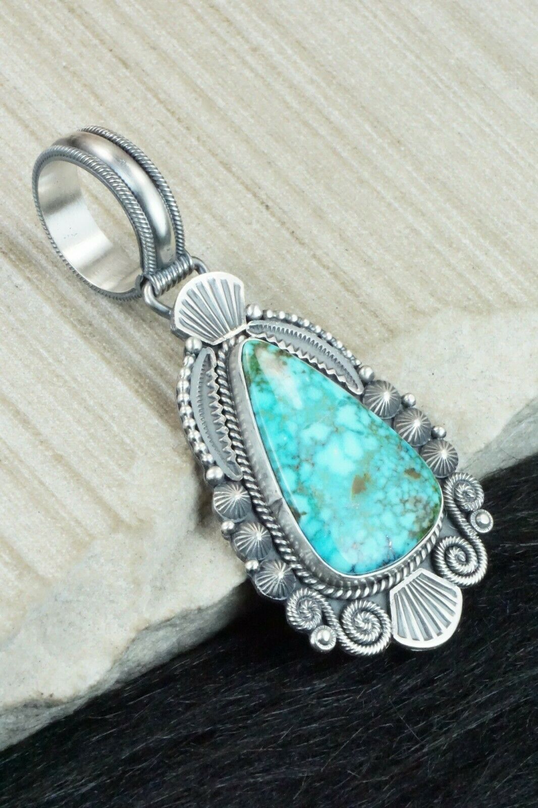 Turquoise & Sterling Silver Pendant - Michael Calladitto