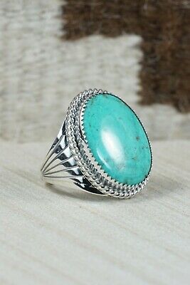 Navajo Turquoise and Sterling Silver Ring - Bobby Platero - 10.25