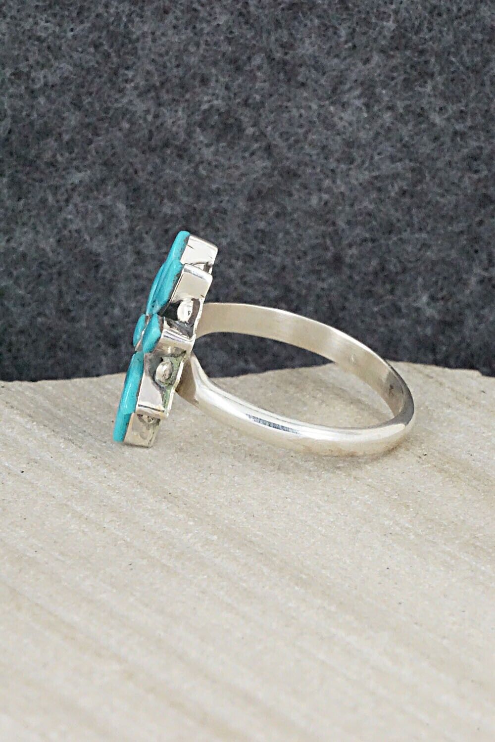 Turquoise & Sterling Silver Ring - Rose Kanteena - Size 7.75