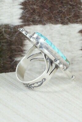 Turquoise & Sterling Silver Ring - Tom Lewis - Size 9.5