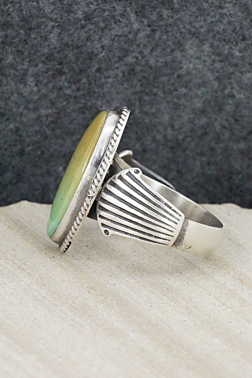 Turquoise & Sterling Silver Ring - Bobby Platero - Size 12.75