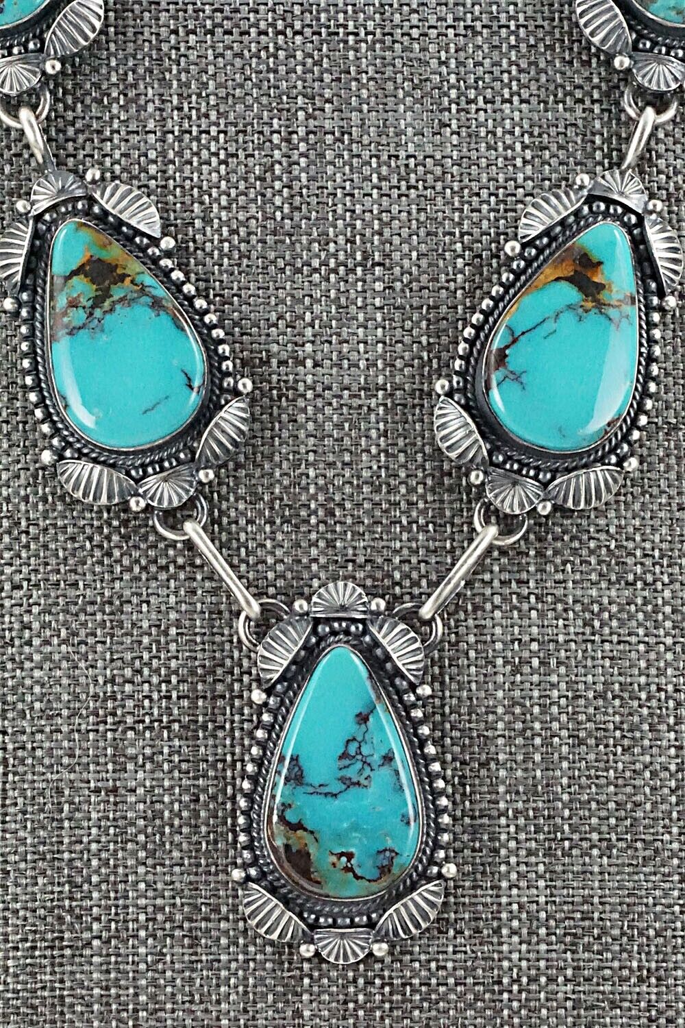 Turquoise & Sterling Silver Necklace and Earrings Set - Derrick Gordon