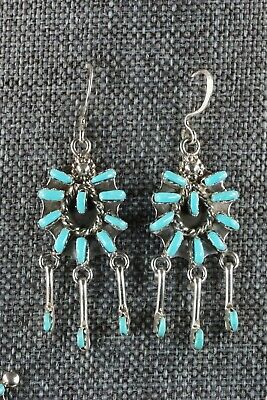 Zuni Turquoise & Sterling Silver Necklace and Earrings Set - Keith Leekity