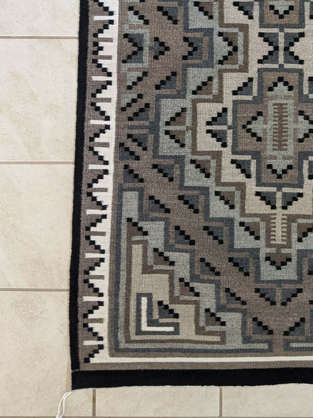 Navajo Two Grey Hills Handwoven Rug - 65in x 40in - Betty Morgan