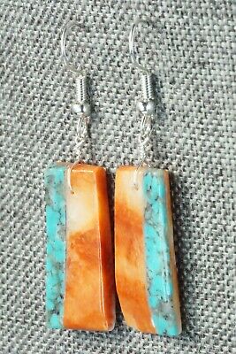 Spiny Oyster, Turquoise & Sterling Silver Earrings - Santo Domingo