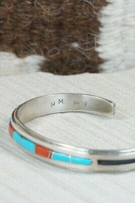Navajo Turquoise, Coral & Sterling Silver Bracelet - Wilbert Muskett Jr.