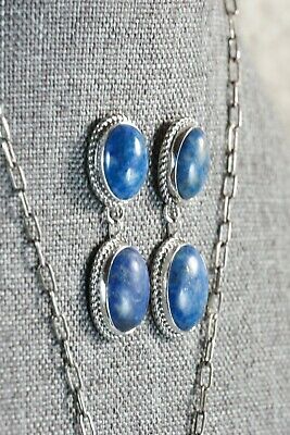 Navajo Lapis & Sterling Silver Necklace Set - Alvin Joe