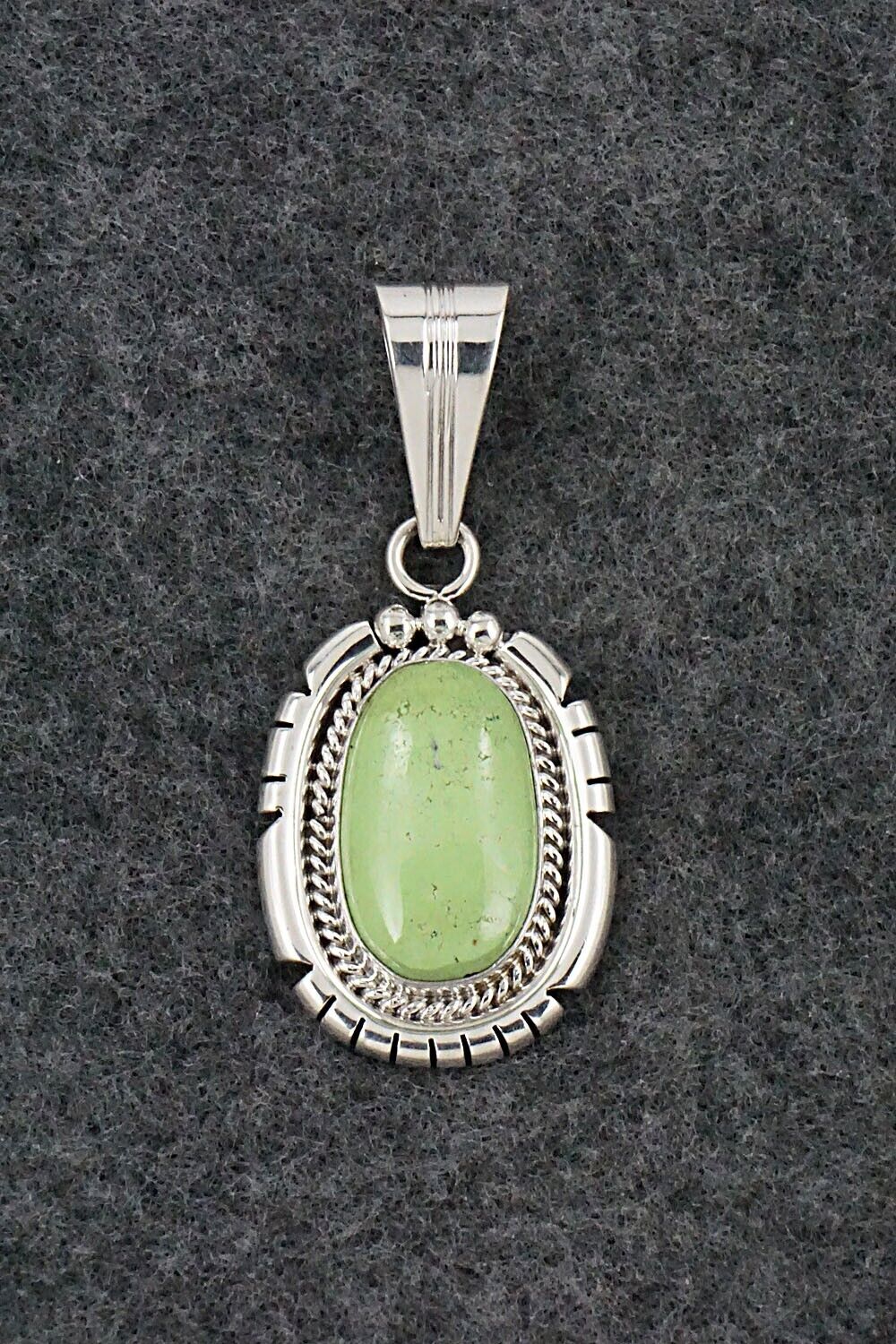 Gaspeite & Sterling Silver Pendant - Samuel Yellowhair