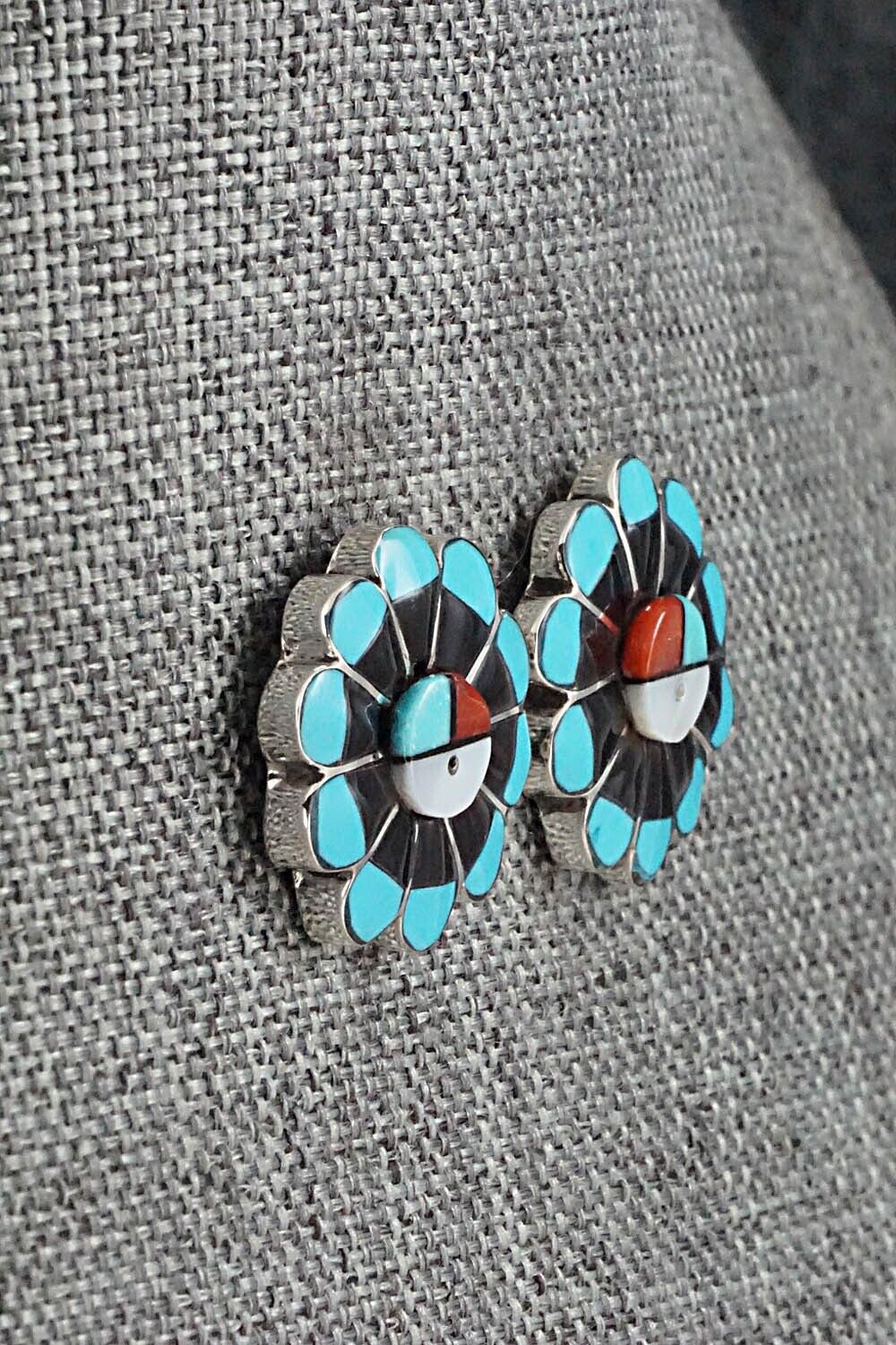 Multi Stone Inlay & Sterling Silver Earrings - Romero Vacit