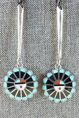 Zuni Turquoise & Sterling Silver Sun Face Bolo Tie - Adrian Wallace