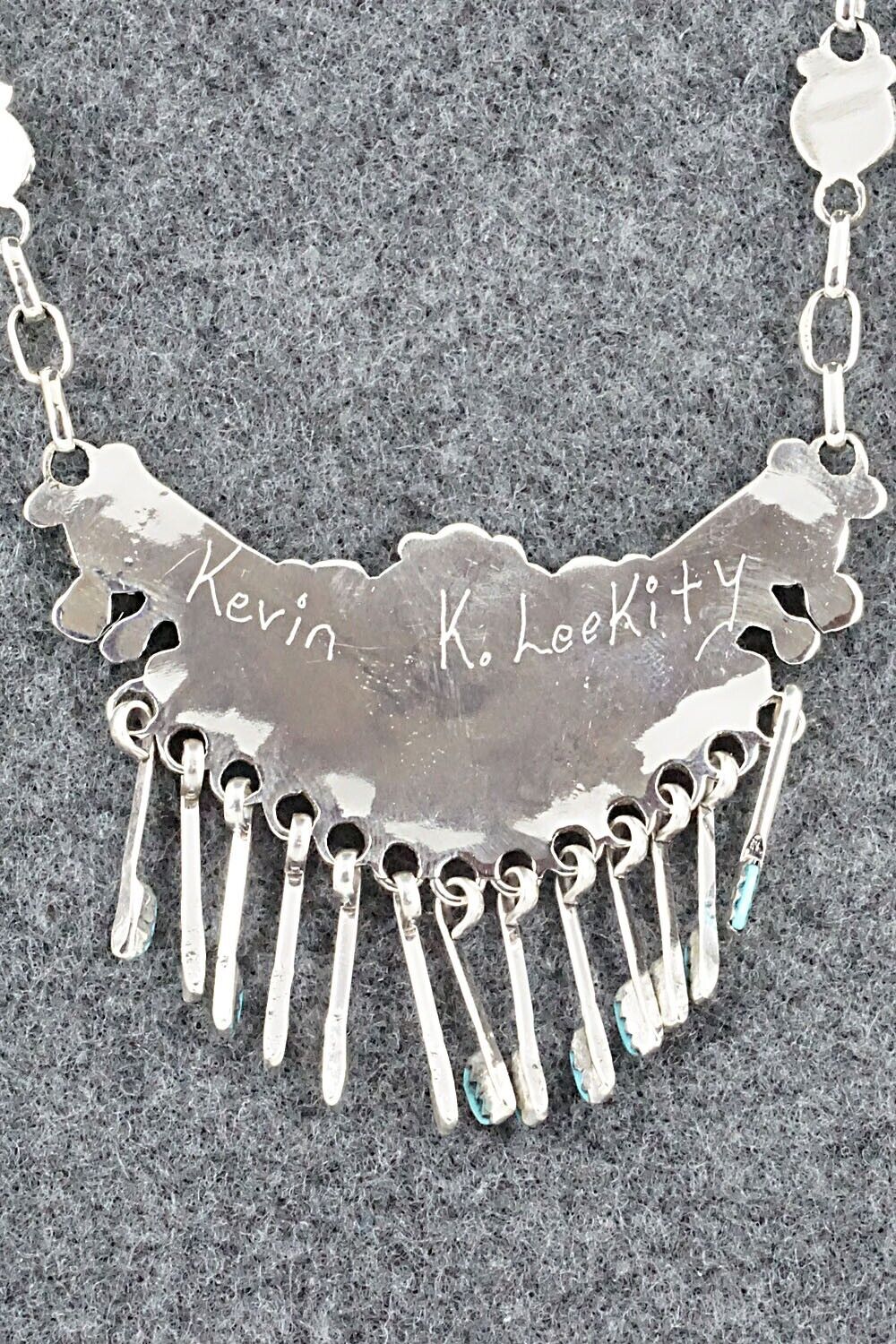 Turquoise & Sterling Silver Necklace Set - Kevin Leekity