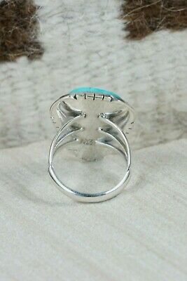 Navajo Turquoise & Sterling Silver Ring - Samuel Yellowhair - Size 8.5