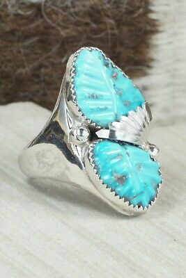 Turquoise & Sterling Silver Ring - Lyolita Tsattie - Size 13.5