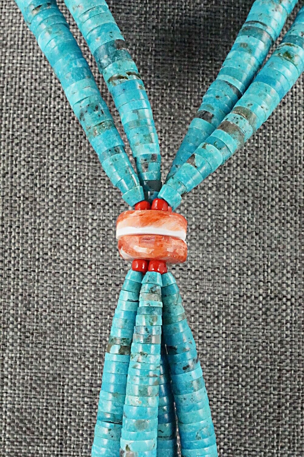 Turquoise & Spiny Oyster Necklace - Lupe Lovato