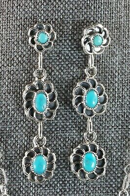 Navajo Turquoise & Sterling Silver Floral Necklace Set - Sadie Jim