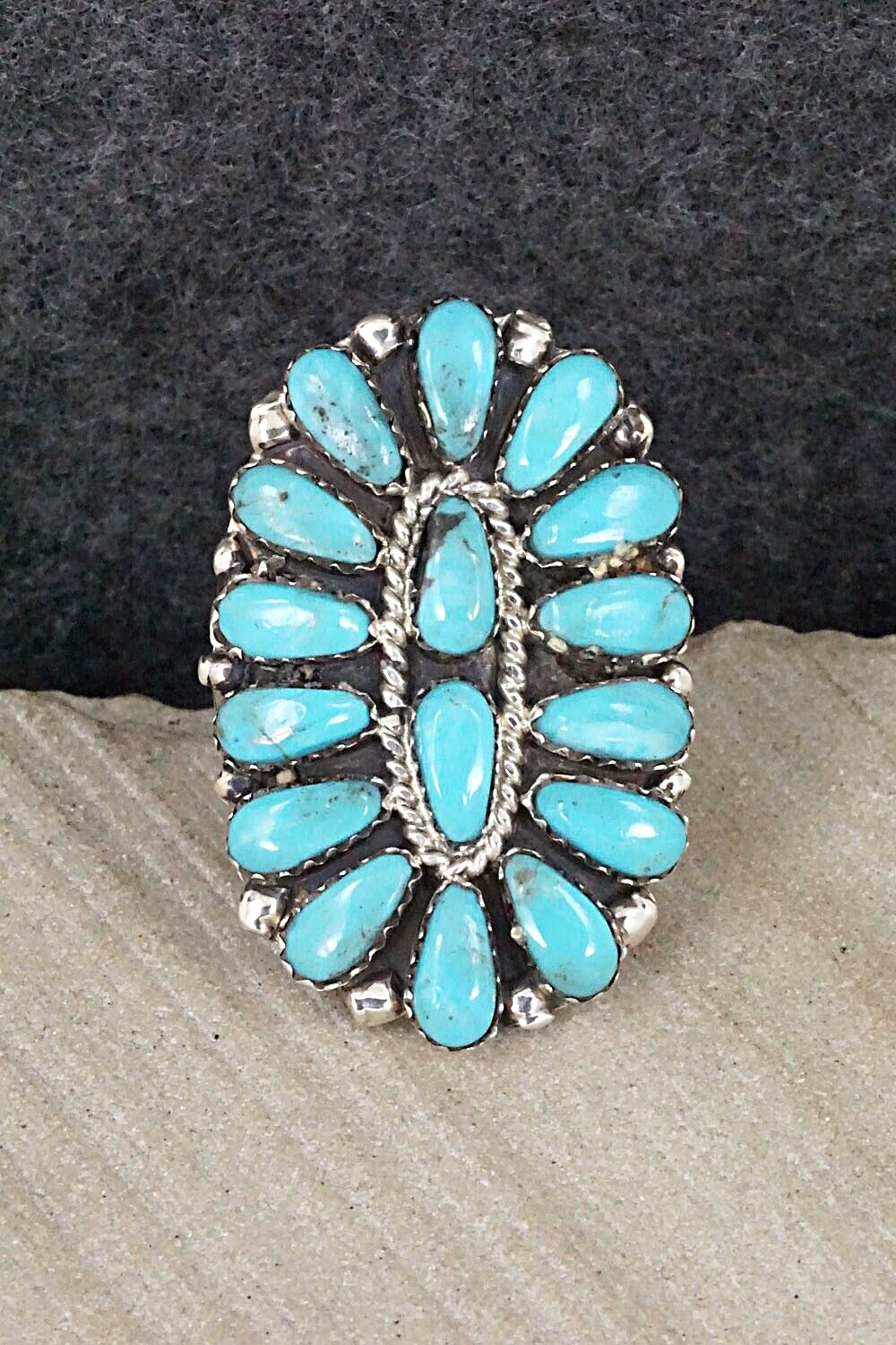 Turquoise and Sterling Silver Ring - Jesse Williams - Size 7 (adjustable)