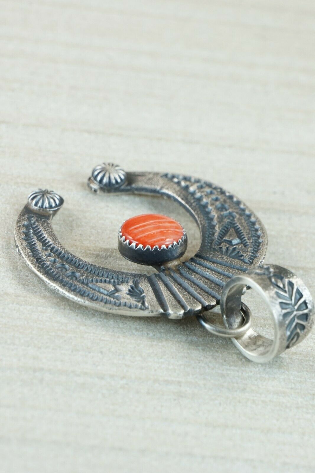 Navajo Spiny Oyster and Sterling Silver Pendant - Kevin Billah