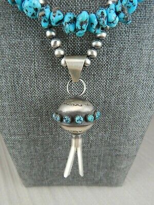 Navajo Turquoise Necklace & Blossom Pendant and Earrings - Monica Smith - High Lonesome Trading