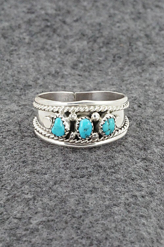 Turquoise & Sterling Silver Ring - Sondra Whitegoat - Size 10.5