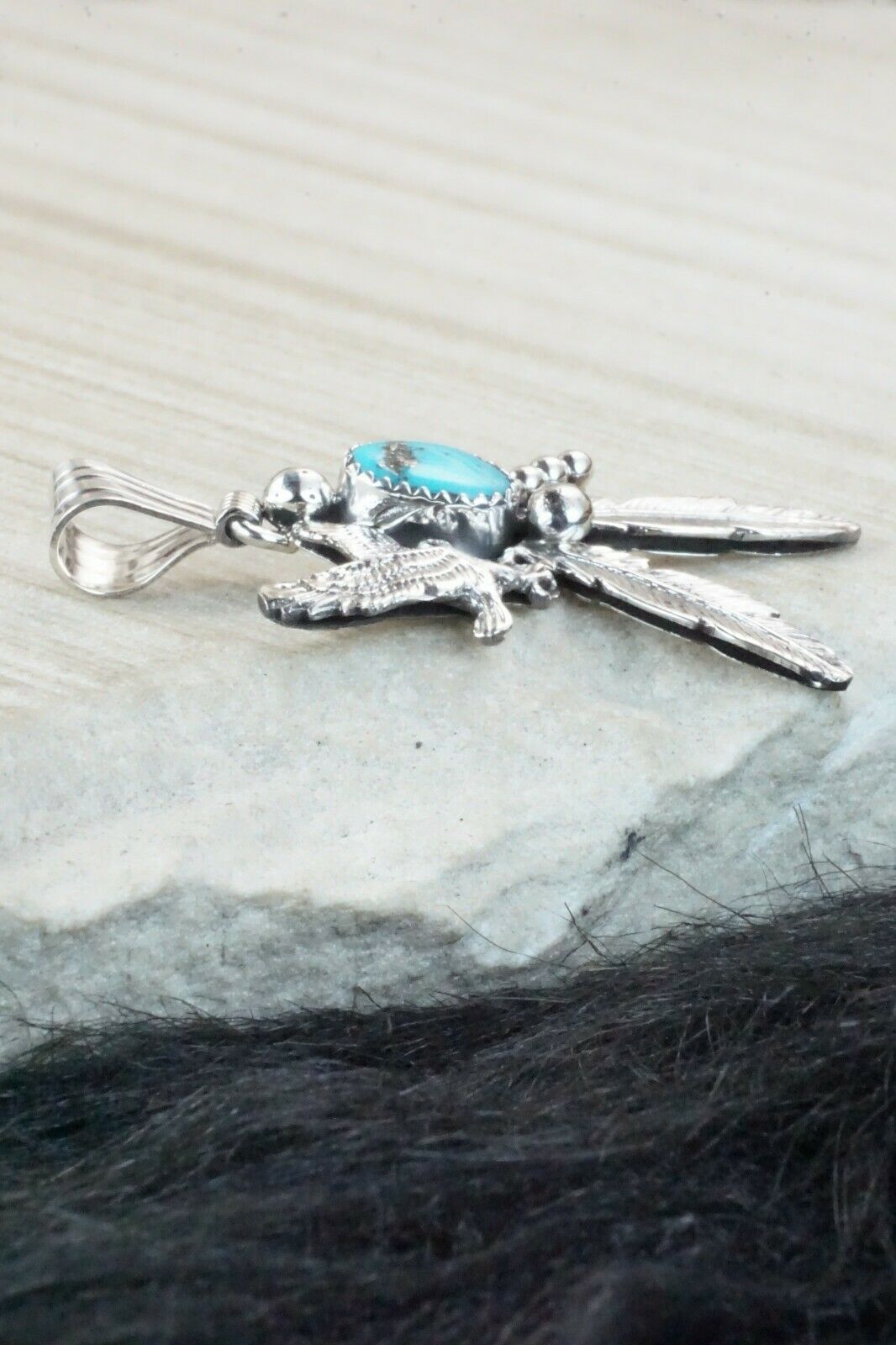 Turquoise and Sterling Silver Pendant - Genevieve Francisco