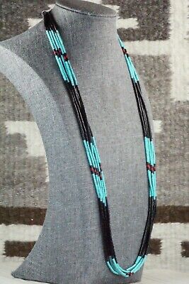 Turquoise, Coral & Jet Necklace - Esquipula Tenorio