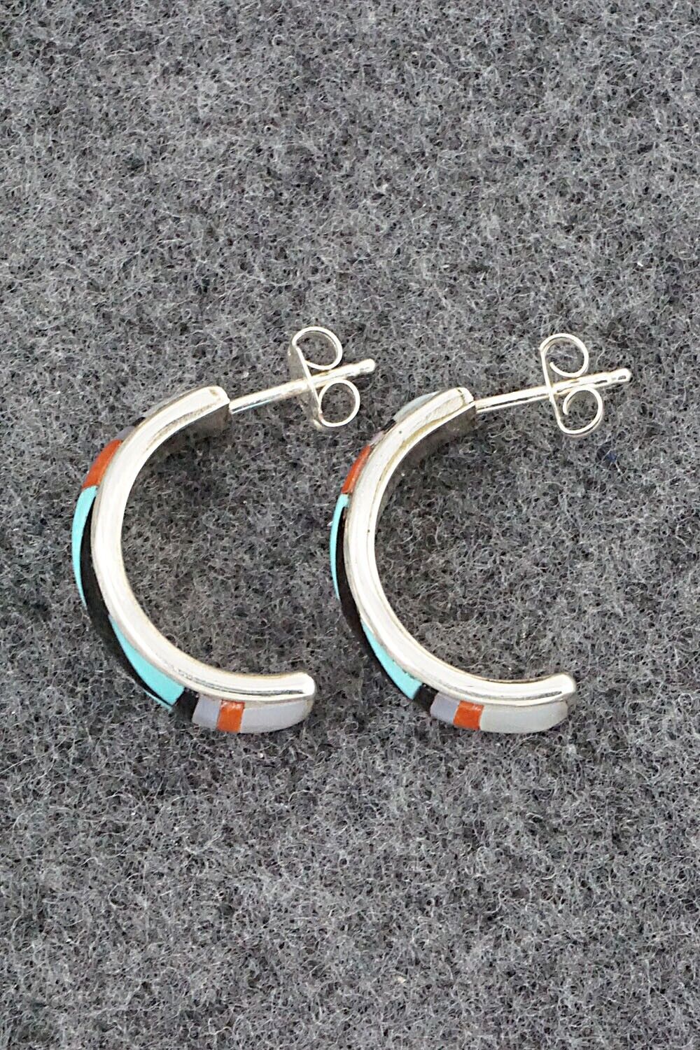 Multi Stone Inlay & Sterling Silver Earrings - Delberta Boone