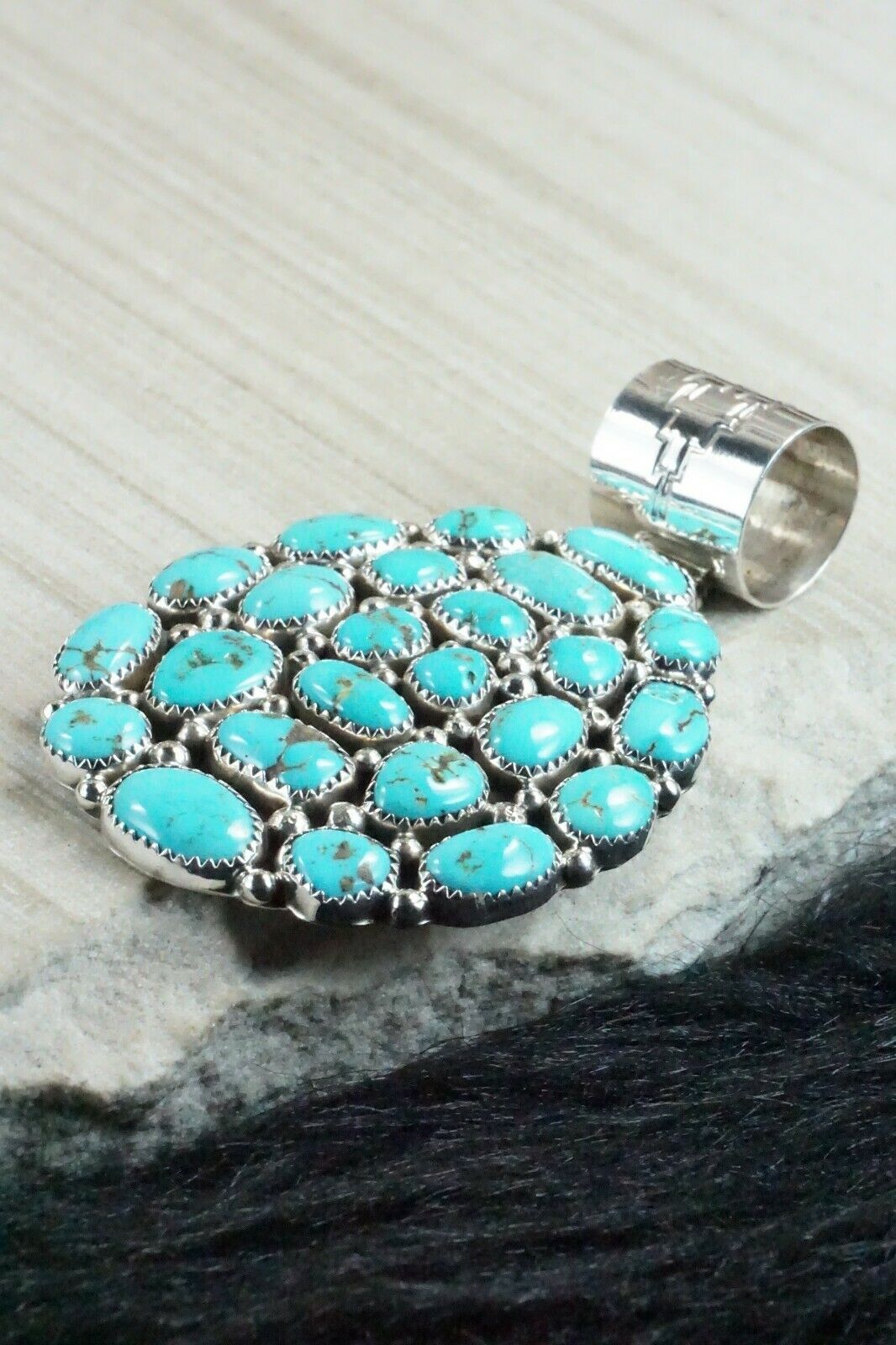 Turquoise and Sterling Silver Pendant - Marlene Haley
