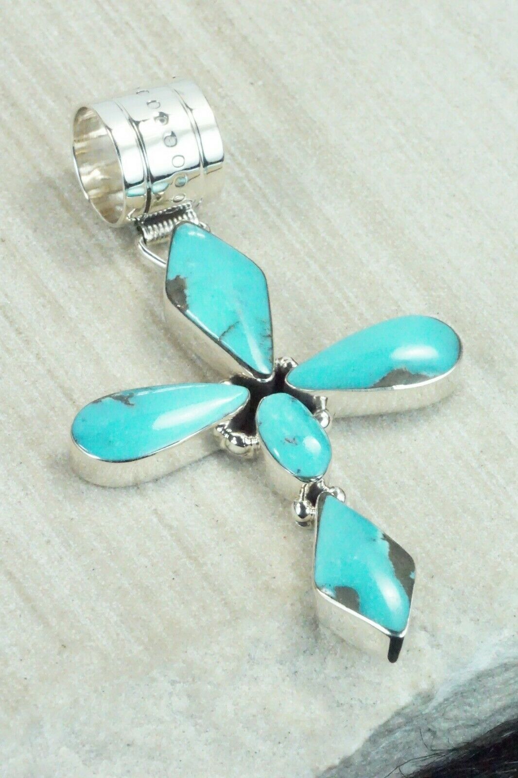 Turquoise and Sterling Silver Pendant - Jimson Belin - High Lonesome Trading