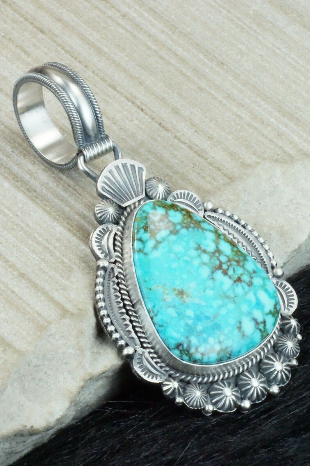 Turquoise & Sterling Silver Pendant - Michael Calladitto