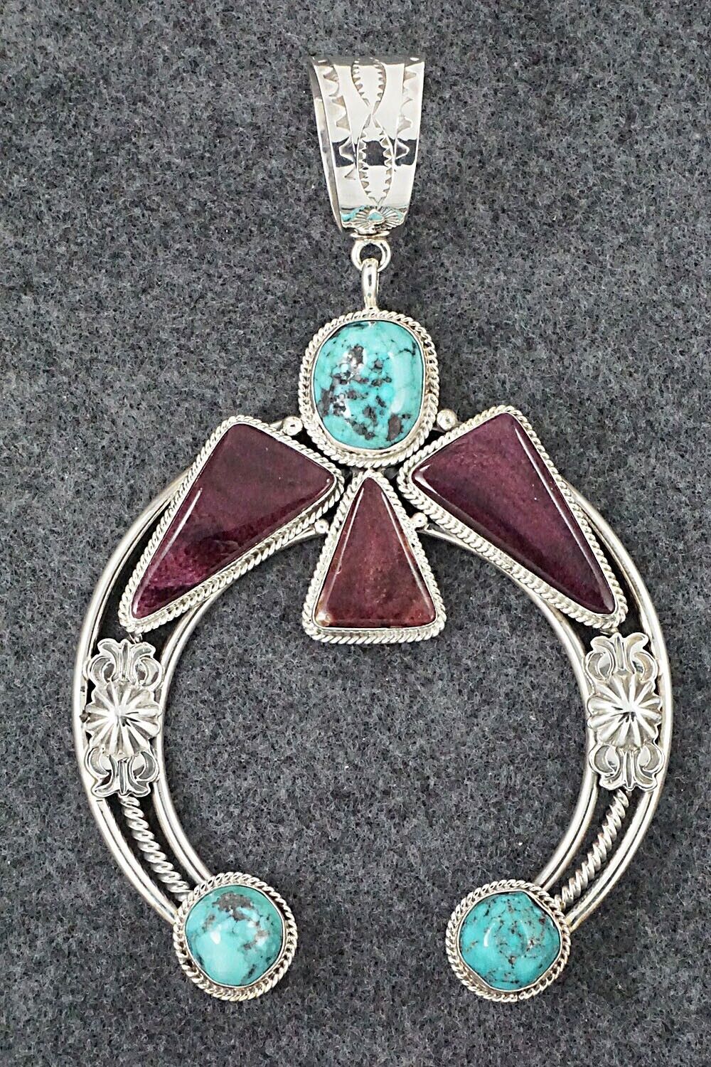 Turquoise, Spiny Oyster and Sterling Silver Pendant - Derrick Gordon