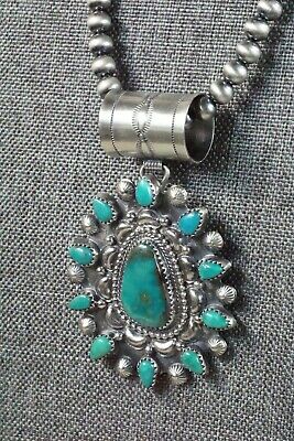 Turquoise Pendant & Sterling Silver Necklace - Tom Lewis