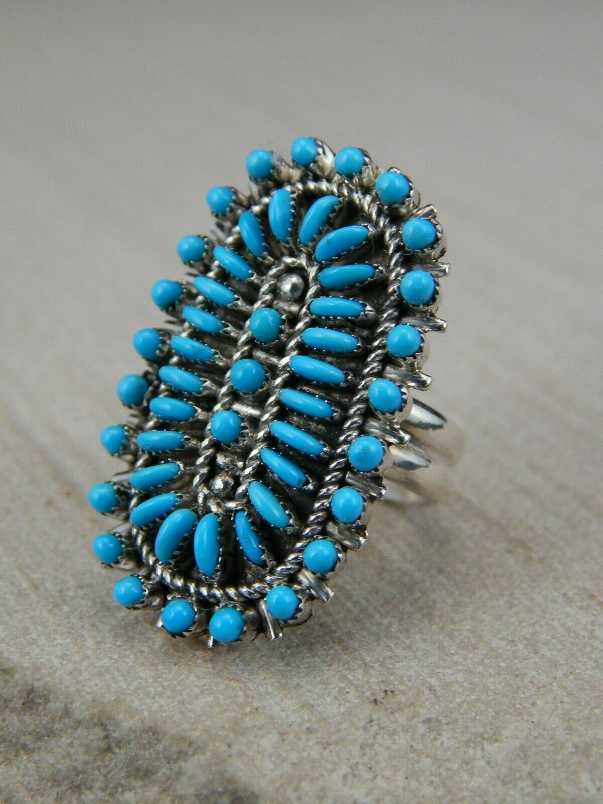 Zuni Turquoise & Sterling Silver Ring - Connie Wyaco - Size 6.5 - High Lonesome Trading