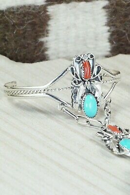 Turquoise & Coral Bracelet and Ring - Harry B. Yazzie