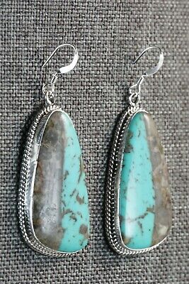 Navajo Turquoise and Sterling Silver Earrings - Verley Betone